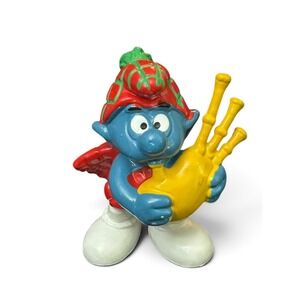 Vintage Schleich Scottish Bagpiper Smurf Figurine 20105 West Germany Bully Toy
